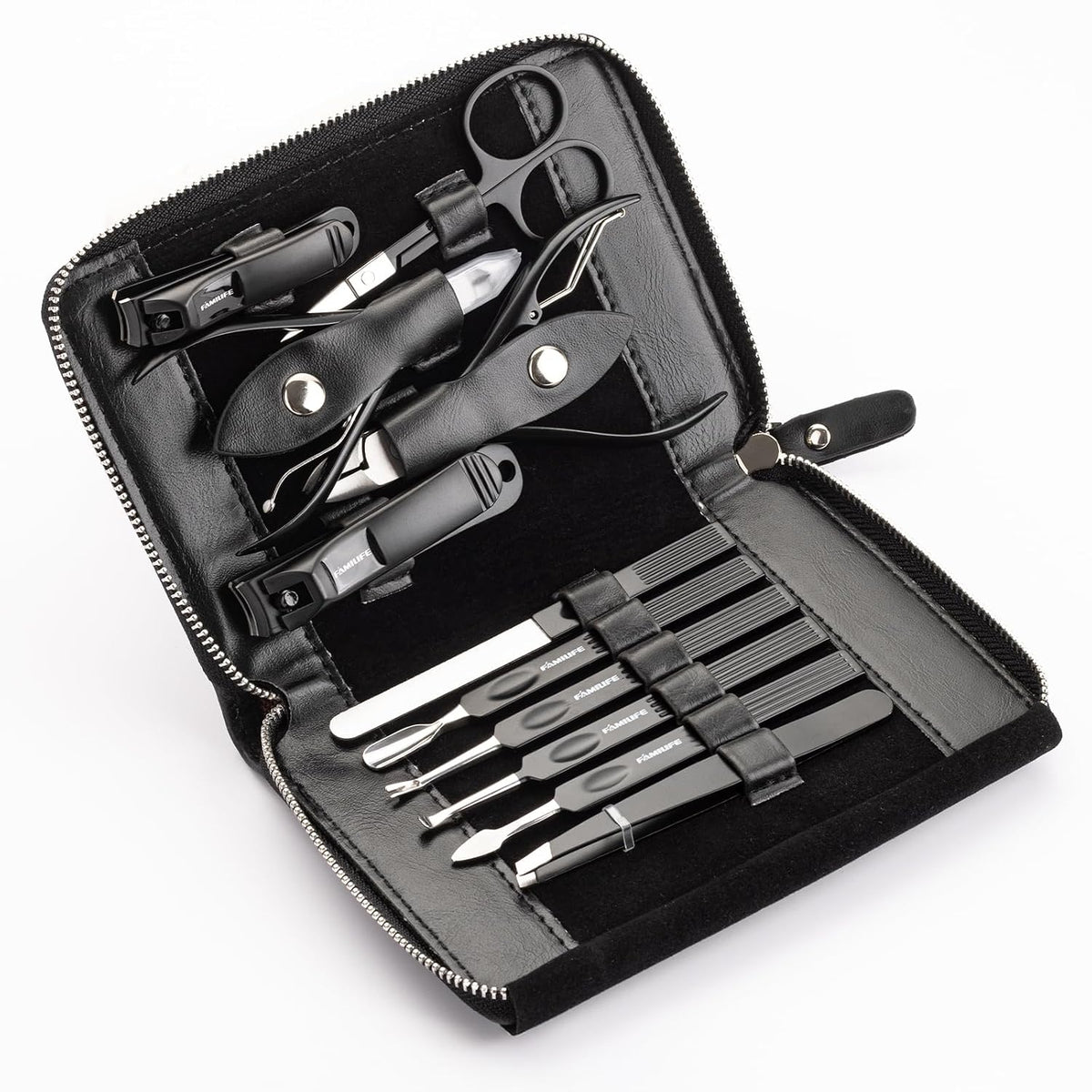 FAMILIFE Stainless Steel Manicure Set 11-in-1 Professional Nail Clipper Kit