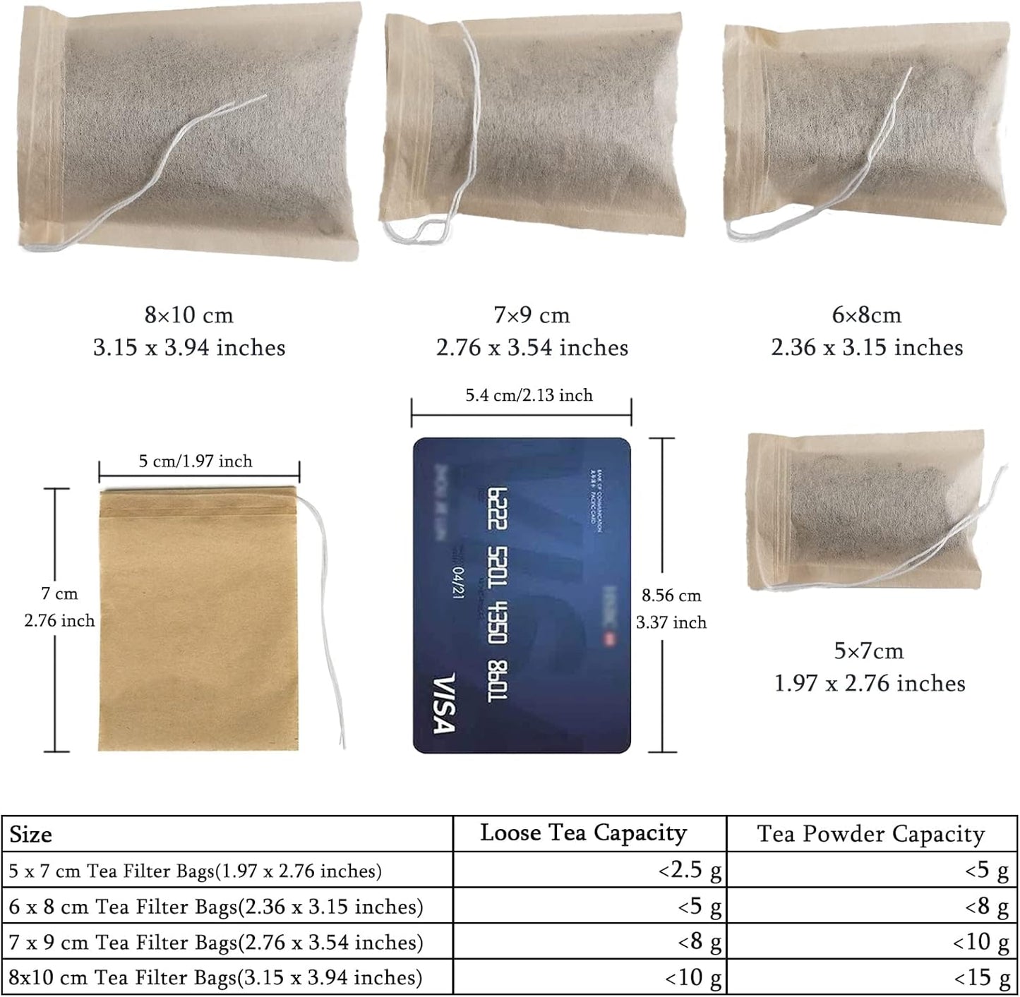NEPAK 600 Pcs Disposable Tea Bags with Drawstring,Tea Filter Bags,Empty Tea Bags for Loose Leaf Tea(2.36 x 3.15 inch)