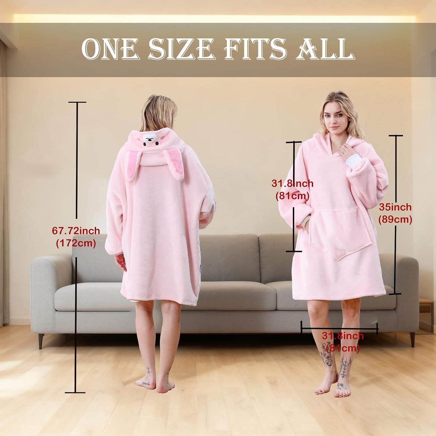 Oversized Hoodie Blanket, Wearable Blanket sweatshirt, Ultra Soft Sherpa Fleece Comfy Snuggle Hoodie