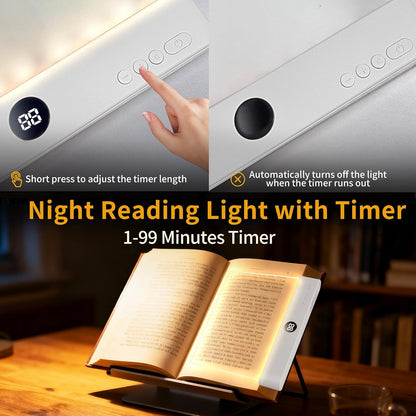 Book Light - Book Lights for Reading At Night, Rechargeable Reading Light, with 3 Colors & Timer, Dimmable Panel Plate Lamp Book Full Page Light for Reading in Bed, Funny Gifts for Readers