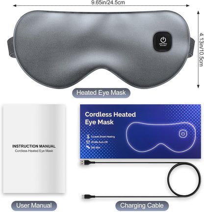 Cordless Heated Eye Mask for Dry Eyes, Rechargeable Heat Sleep Mask, Grey