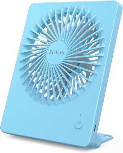 Zuvas Desk Fan Battery Operated Fan Rechargeable 180°Tilt Folding Personal Fan Ultra Quiet Small Portable 3 Speed Adjustable Strong Wind Fan For Office Bedroom Home Desktop Camping (White)