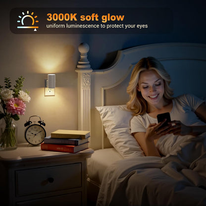 Amber Night Lights Plug into Wall, Dimmable Night Light Plug in, Modern Night Lights Auto On/Off, Amber Night Light 2000K, 0-100LM Adjustable Brightness Nightlight for Hallway Bedroom, 2 Pack