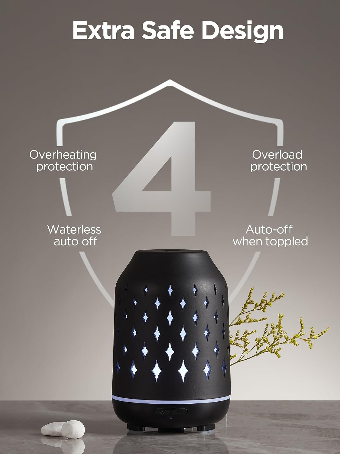 InnoGear Aromatherapy Diffuser, 150ml Ceramic Diffuser Mother's Gift Ultrasonic Humidifier Cool Mist Essential Oil Diffusers for Home Air Diffuser with 2 Mist Modes Waterless Auto Off, White