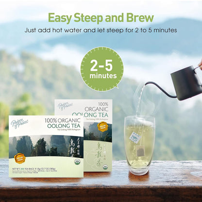 Prince of Peace 100% Organic Oolong Tea, BEST VALUE Family Size, 200 Tea Bags