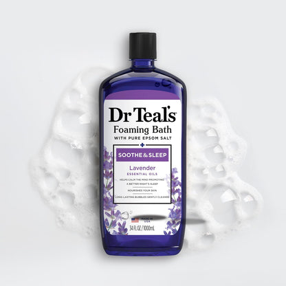 Dr. Teal's Epsom Salt Soaking Solution and Foaming Bath with Pure Epsom Salt Combo Pack, Lavender