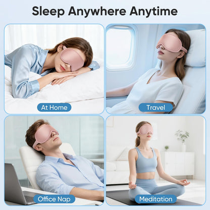 Weighted Eye Mask for Sleeping - Sleep Mask for Women & Men, 3D Contoured Blackout Sleeping Mask for Lash Extensions, Zero Pressure Soft Eye Cover with Adjustable Strap for Travel, Black