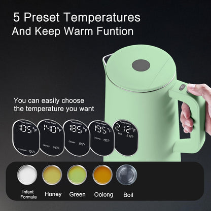 1.5L Electric Kettle Temperature Control, Green