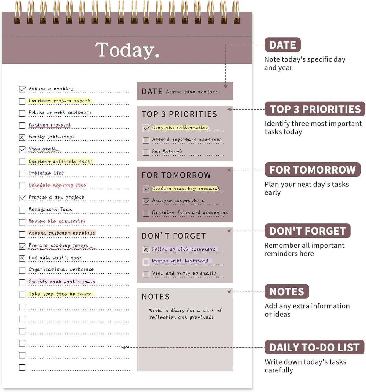 104 Pgs To Do List Notepad, 52 Undated Sheets Duplex-printed