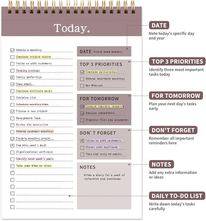 104 Pgs To Do List Notepad, 52 Undated Sheets Duplex-printed