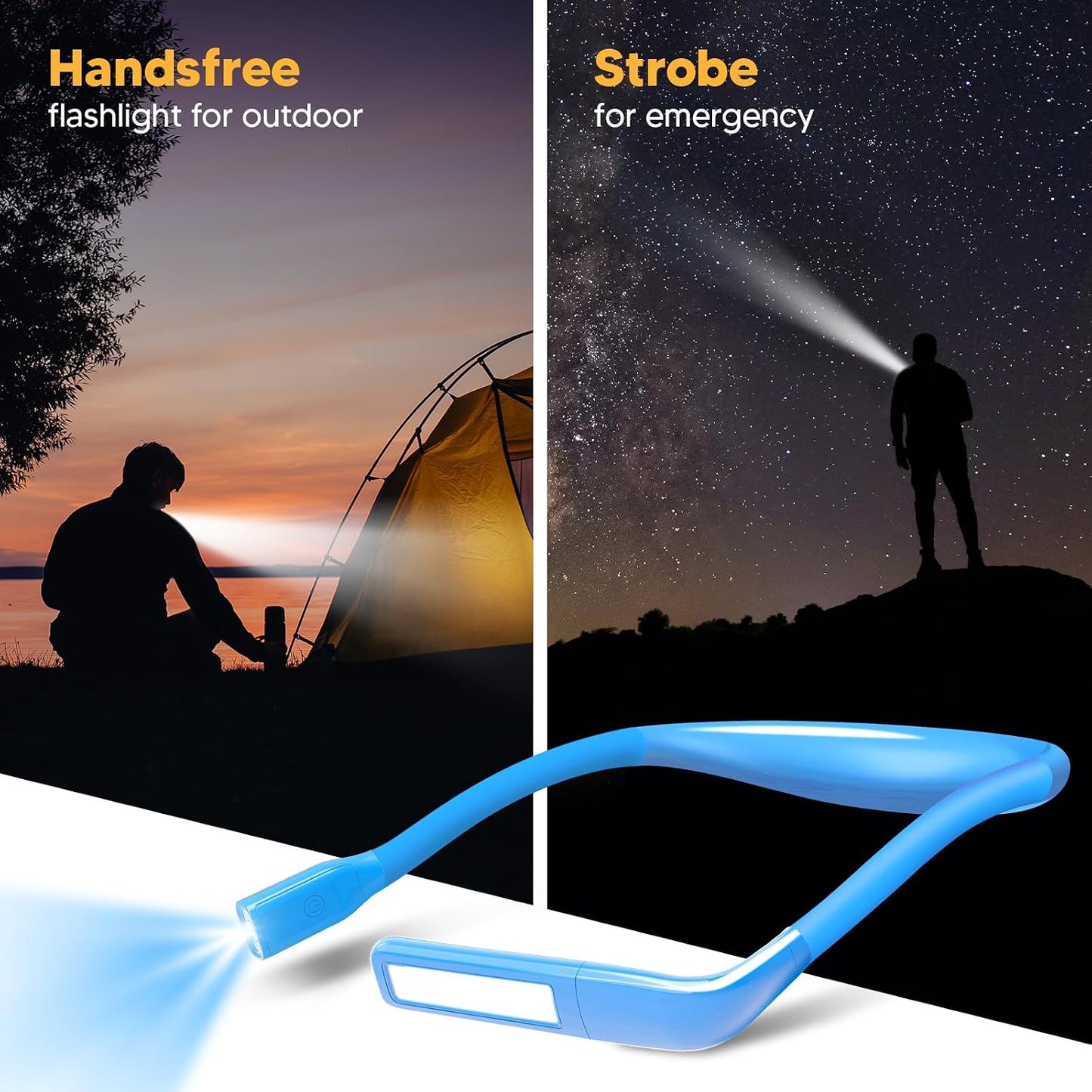 Neck Reading Light Book Lovers Gifts, Rechargeable 80Hrs Eye-friendly 3 Colors & Stepless Dimming Book Light for Reading, Christmas Stocking Stuffers for Men Women Camping Knitting Crochet Accessories
