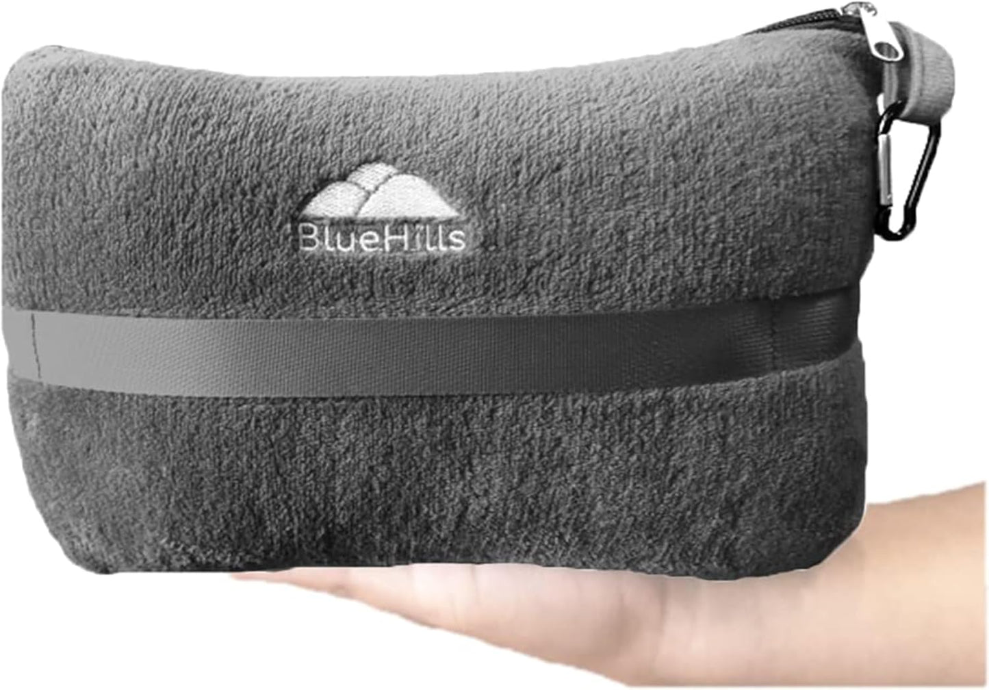 BlueHills Premium Soft Plush Mini Travel Blanket Pillow Plane 2 in 1 Gray