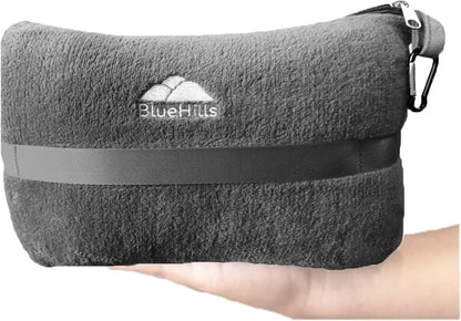 BlueHills Premium Soft Plush Mini Travel Blanket Pillow Plane 2 in 1 Gray