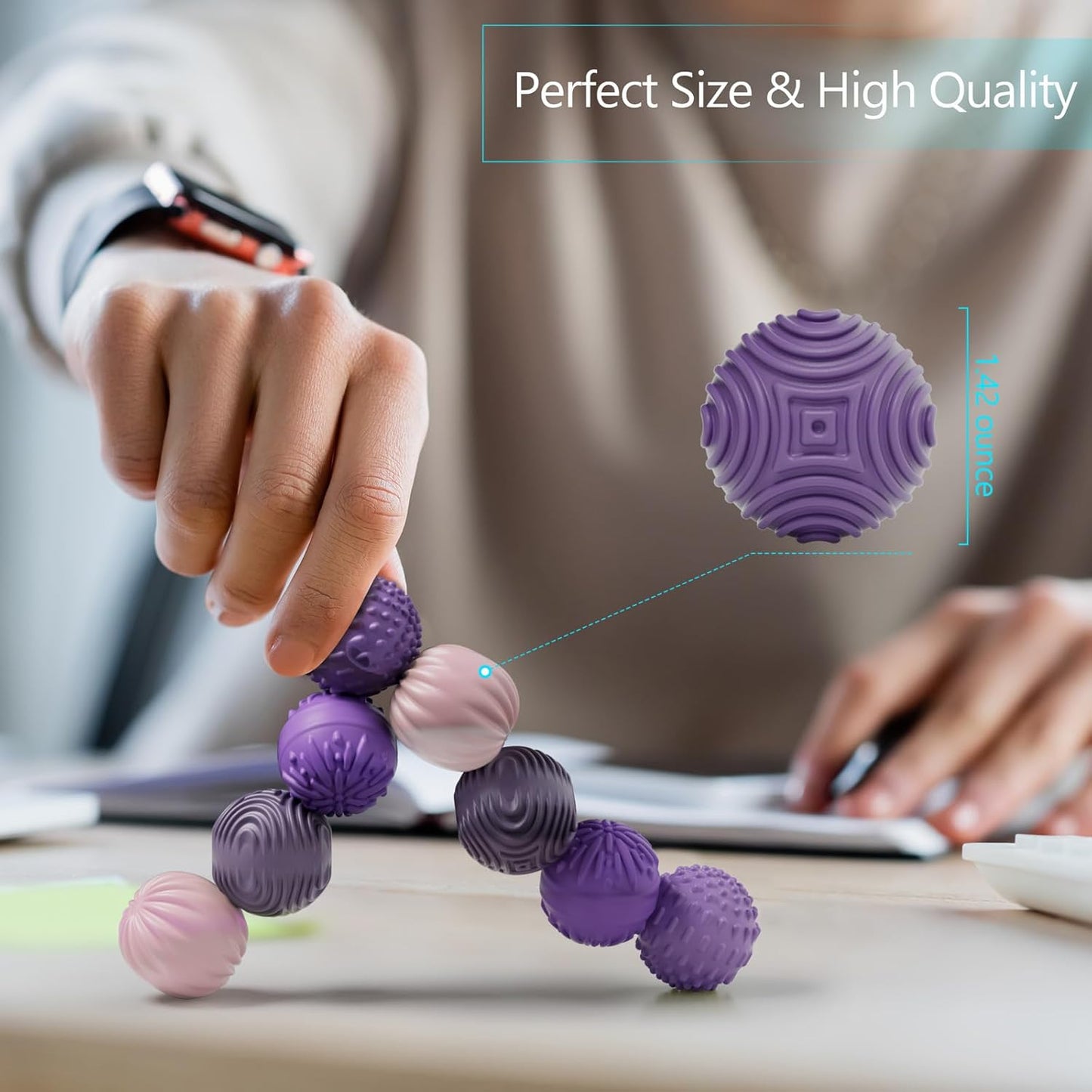 luckdoor Silicone Magnetic Balls Fidget Toys for Adults & Teens,4PCS Stress Relief Sensory Toys for Autism ADHD Anxiety,Fun Textures Gadgets,Office Desk Toy,Stocking Stuffers for Men Women Teen Gifts