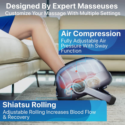MIKO Shiatsu Foot Massager for Circulation & Pain Relief - Deep Tissue Kneading, Heat Therapy for Plantar Fasciitis, Neuropathy, Diabetics - Fits Up to Size 15