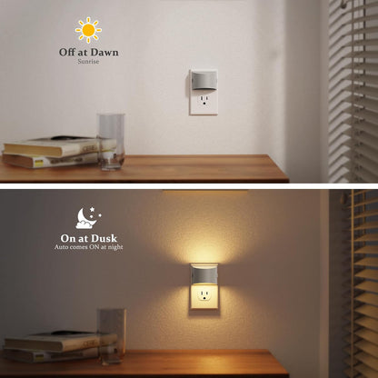 JandCase Night Light, Modern Night Lights Plug into Wall,2 Pack Dusk to Dawn Sensor Nightlight, Amber Brightness Adjustable Nightlight for Kids Bathroom Hallway Kitchen Bedroom Decor