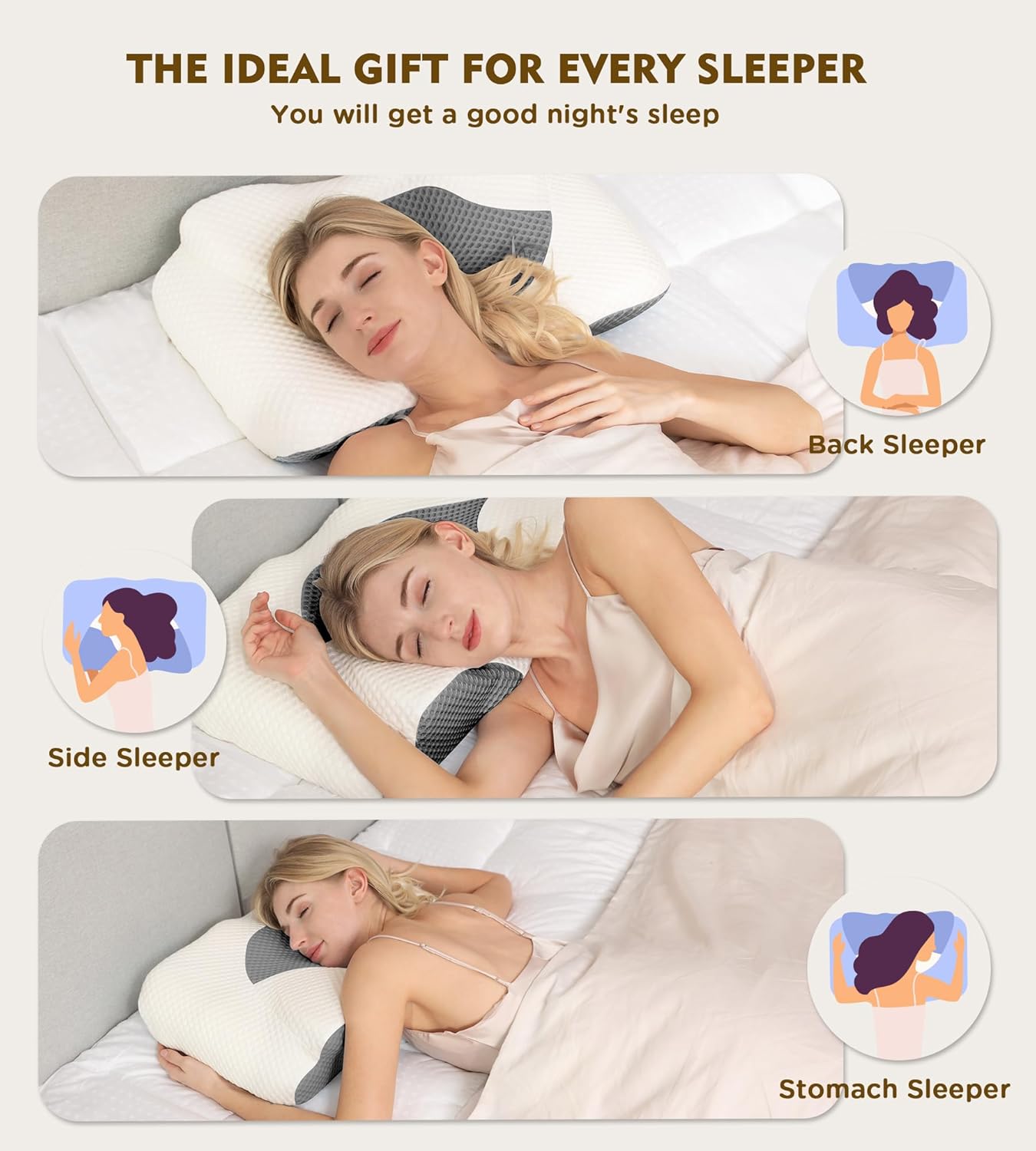 Osteo Cervical Pillow for Neck Pain Relief, Hollow Design Odorless Memory Foam Pillows with Cooling Case, Adjustable Orthopedic Bed Pillow for Sleeping, Support for Side Back Sleepers