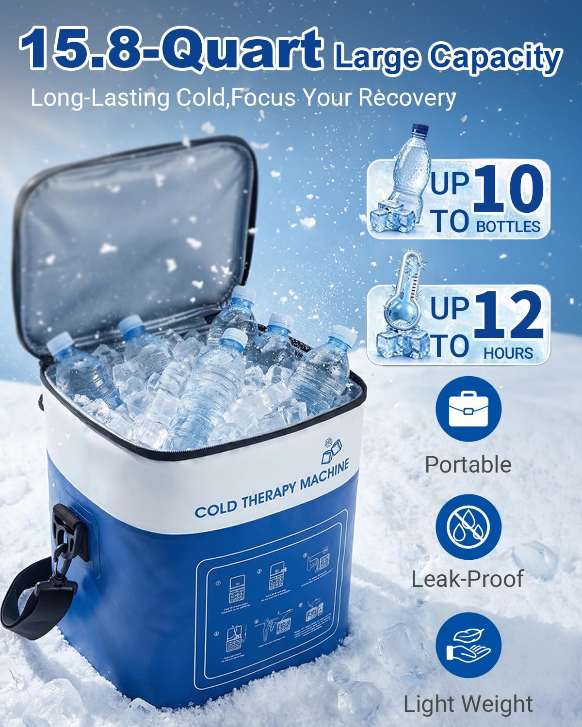 Cold Therapy Machine for Elbow, Ice Machine for Tennis Elbow&Post-Surgery Recovery, Cryotherapy Device with Temp Display & 3 Flow Modes, Adjustable Elbow Wrap for Arthritis, Bursitis, Swelling Relief