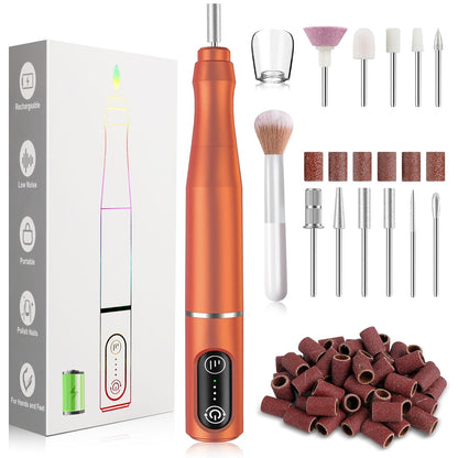 TUOBEO Cordless Nail Drill Electric Nail File Kit, Rechargeable Efile Set, Portable Acrylic Gel Nail Polish Remover Machine, Pedicure Manicure Tool, 11 Bits, 56 Sanding Bands, Salon Home, Purple
