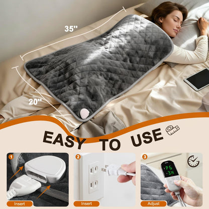 35 x 20 Inch King Size Electric Heating Pad for Back, Neck and Shoulders | FSA Eligible HSA, for Period Cramps, Abdomen and Knee, Dry or Moist Heat Use, 2H Auto Shut Off, 6 Heat Settings, Washable