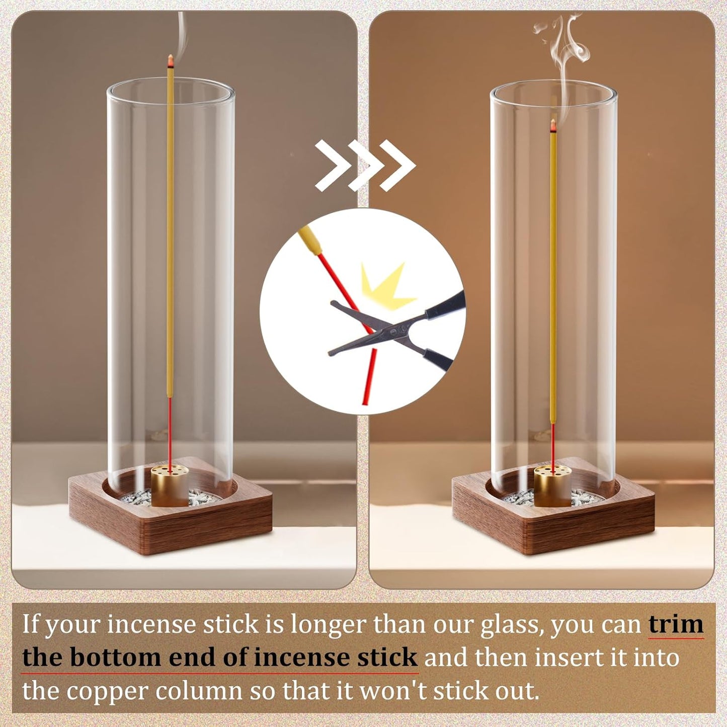 1 Pack Incense Holder for Sticks, Insence-Stick Holder Ash Catcher with Removable Glass [Anti-Ash Flying], Mess-Free Incense Burner Holder, Perfect for Meditation Yoga Relaxation, Home Decor