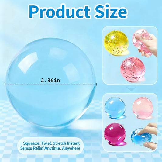 Coconut Oil Squishy, 2 Pack Crystal-Clear Transparency Stress Relief Balls