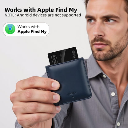 Smart Wallet Tracker Card - Item Finder for Luggage, Keys & Passport 、Compatible with Apple Find My、Slim, Rechargeable & IP68 Waterproof (4 Black)