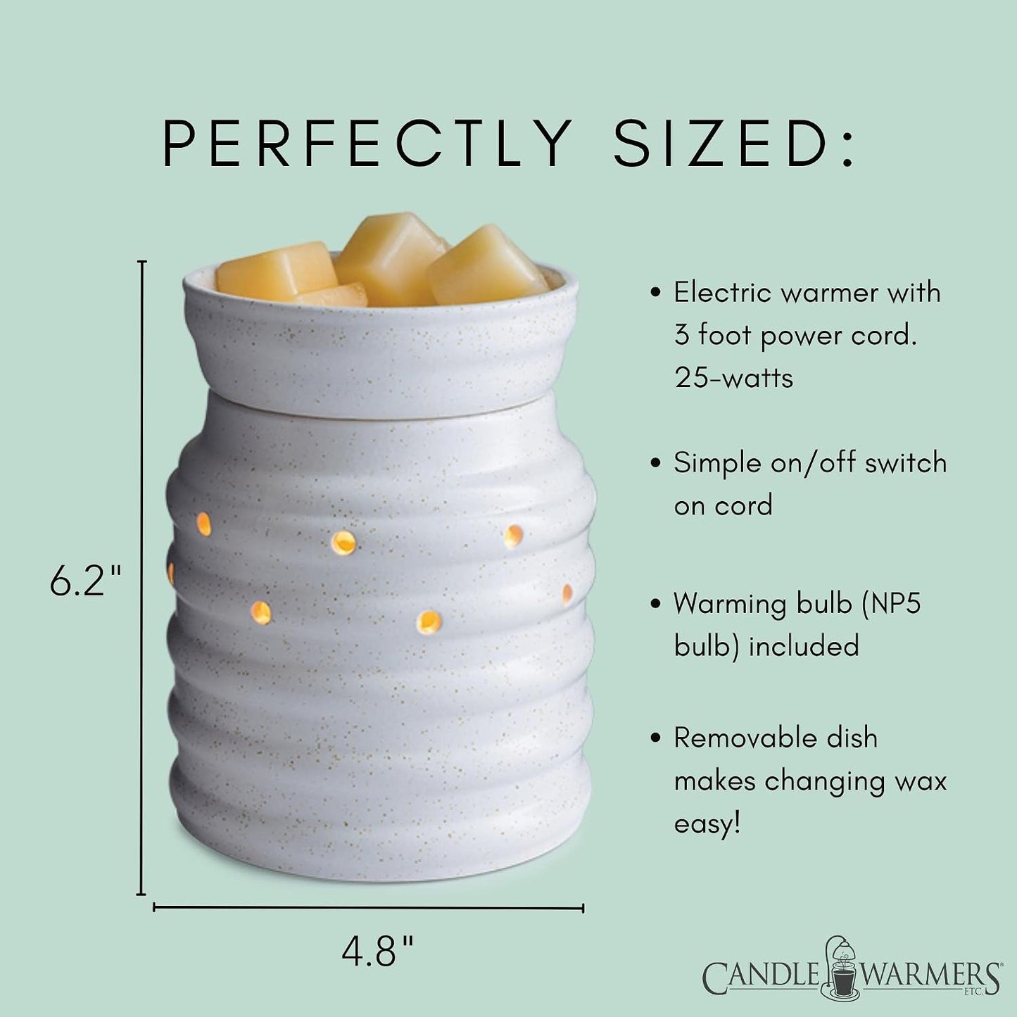 Candle Warmers ETC. Illumination Fragrance Warmer- Light-Up Warmer for Warming Scented Candle Wax Melts and Tarts or to Freshen Room, White Harmony