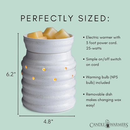Candle Warmers ETC. Illumination Fragrance Warmer- Light-Up Warmer for Warming Scented Candle Wax Melts and Tarts or to Freshen Room, White Harmony