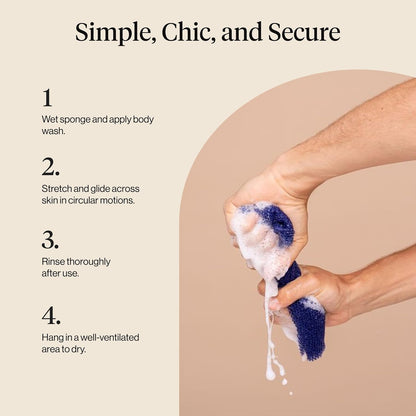 Kitsch African Net Sponge – Exfoliating Body Scrubber for Cleansing & Gentle Daily Exfoliation – Stretchable Bath Sponge for Hard-to-Reach Areas, Long-Lasting Shower Essential - Aqua Grey, 3 Pcs