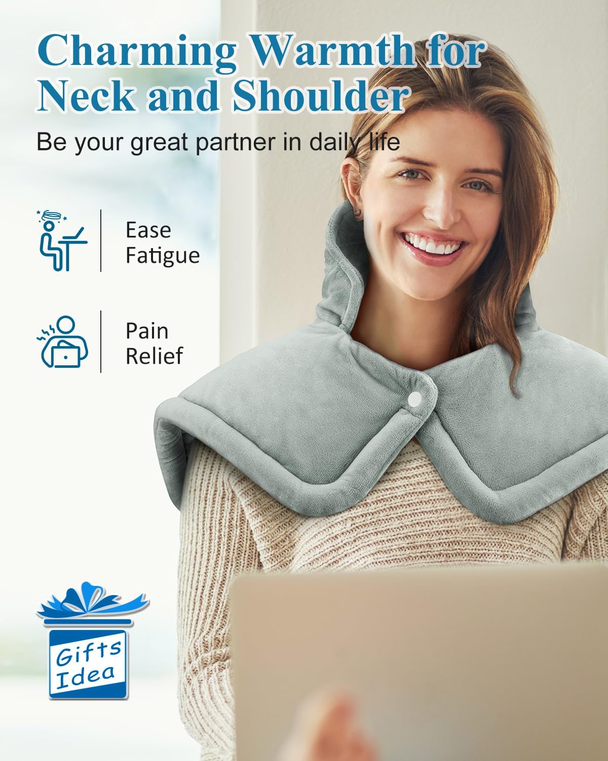 Heating Pad for Neck Shoulders Back, Electric Heat Pads, Weighted Heated Wrap for Daily Relax 6 Heat Settings 4 Auto Timers, Birthday Gifts for Women Men Mom Dad Wife Husband, 24"x33", ETL Certified