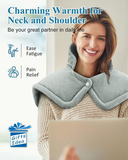 Heating Pad for Neck Shoulders Back, Electric Heat Pads, Weighted Heated Wrap for Daily Relax 6 Heat Settings 4 Auto Timers, Birthday Gifts for Women Men Mom Dad Wife Husband, 17"x23", ETL Certified