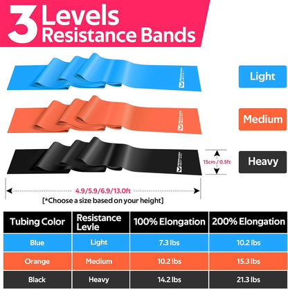 Resistance Bands Set, Exercise Bands for Physical Therapy, Pilates, Yoga