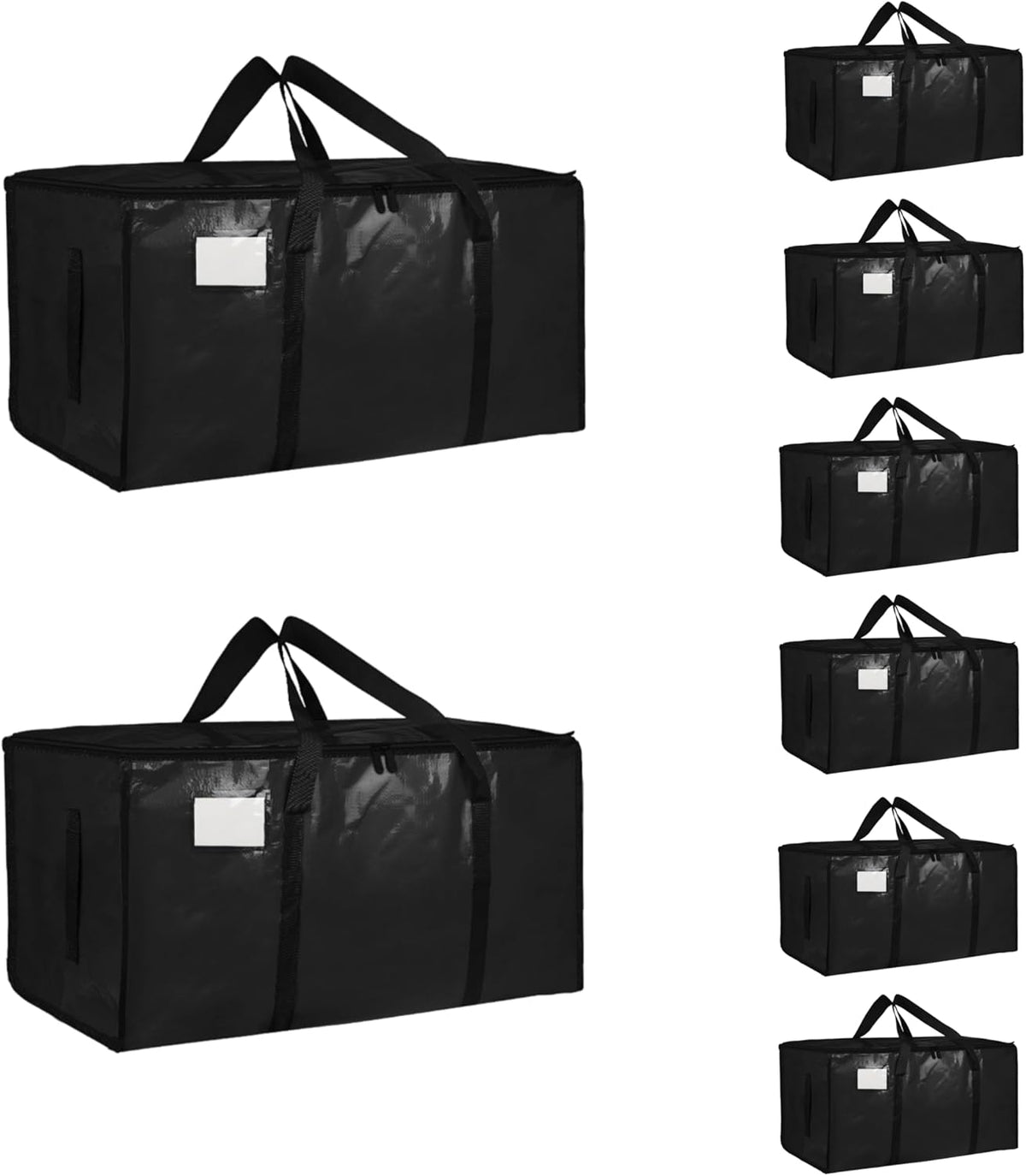 Moving Bags Extra Large - Heavy Duty Storage Totes with Wrap-Around Handles & Reinforced Zippers - Foldable Moving Box Alternative, Water-Resistant for Dorm, Closet & Under Bed Storage (Clear)
