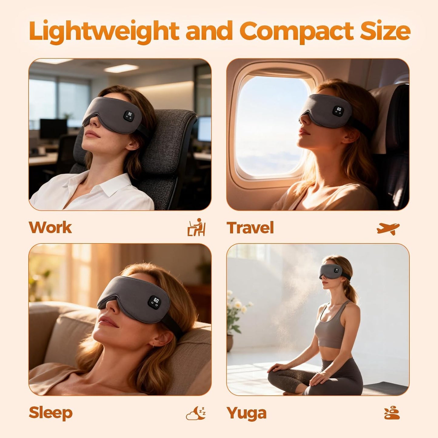 Heated Eye Mask, Warm Eye Compress for Dry Eyes, Blepharitis & Styes, Cordless Eye Heating Pad with 4 Temperature Modes & 4-Level Timer, 100% Cotton Cover, Portable Travel Eye Warmer(Dark Grey)