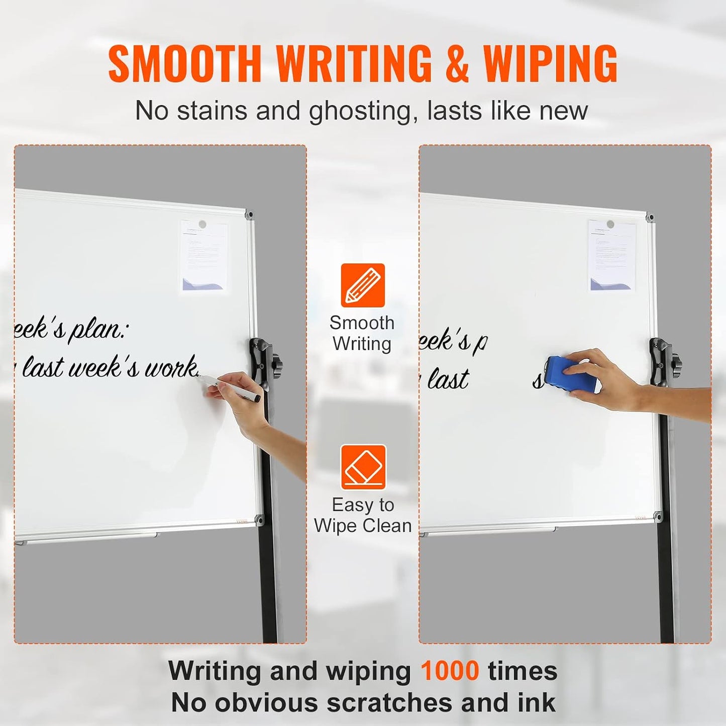 VEVOR Dry Erase Calendar for Wall, 36 x 24 Inches Whiteboard Calendar, Monthly Planner Magnetic Dry Erase Board, 1 Magnetic Erase & 2 Dry Erase Marker & Movable Tray for Restaurant Office Home School