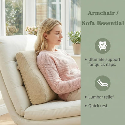 baibu Lumbar Support Pillow for Recliner, Large Memory Foam Dual-Layer Patent Design Back Support Cushion for Sofa & Gaming Chair, Ergonomic Lumbar Pillow with Machine Washable Cover, Brown