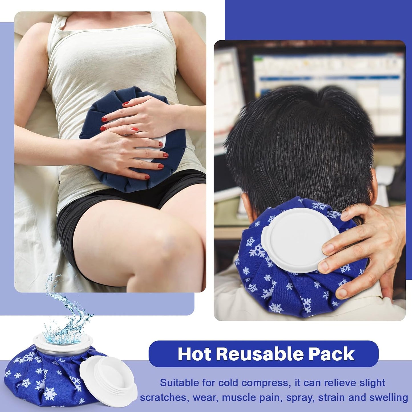 Honoson 4 Pack Reusable Ice Pack for Injuries, Ice Bags Hot Water Bag for Hot & Cold Pain Relief No-Leak Elastic Breathable for Muscle, Joint Pain Swelling, Sports & Home Use(Cute Fruit Style)