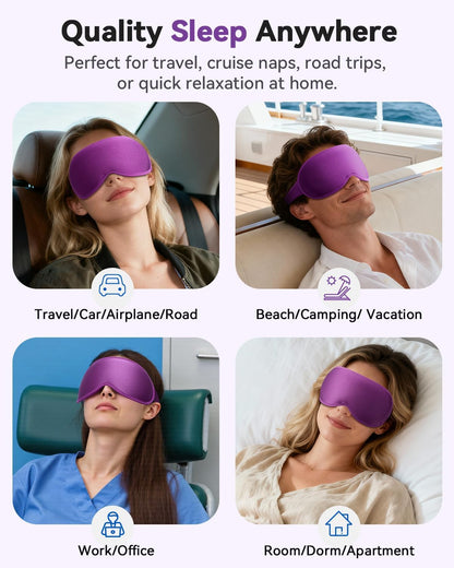 Weighted Blackout Sleep Mask for Men, 3D Contoured Zero Eye Pressure, Lash-Friendly Deep Eye Cups, Adjustable Slide Buckle Strap, Office Nap & Business Travel Essential, Relaxation Gift for Him(Black)