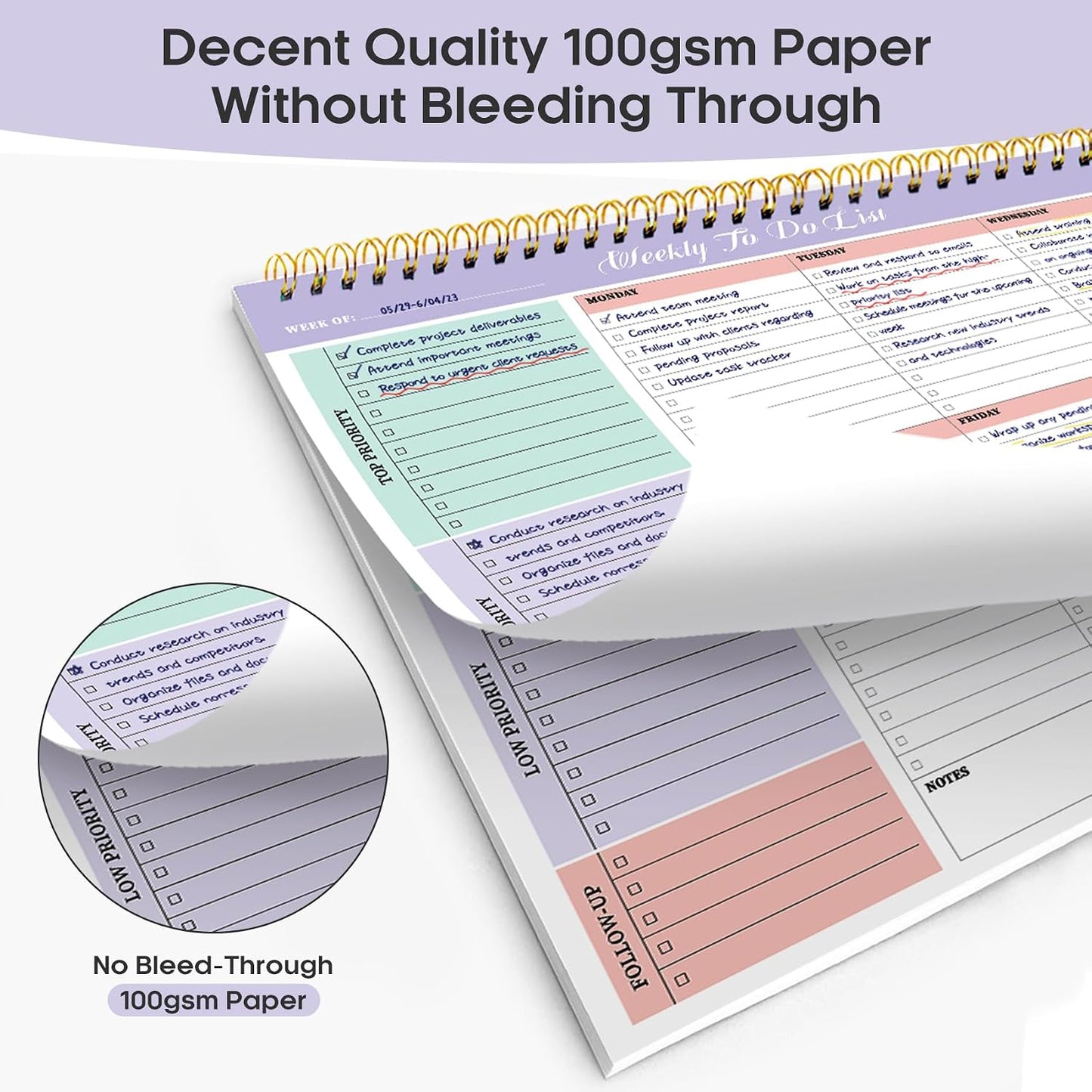 Taja Weekly To Do List Notepad, Undated Weekly Planner Pad, 8.5" x 11"