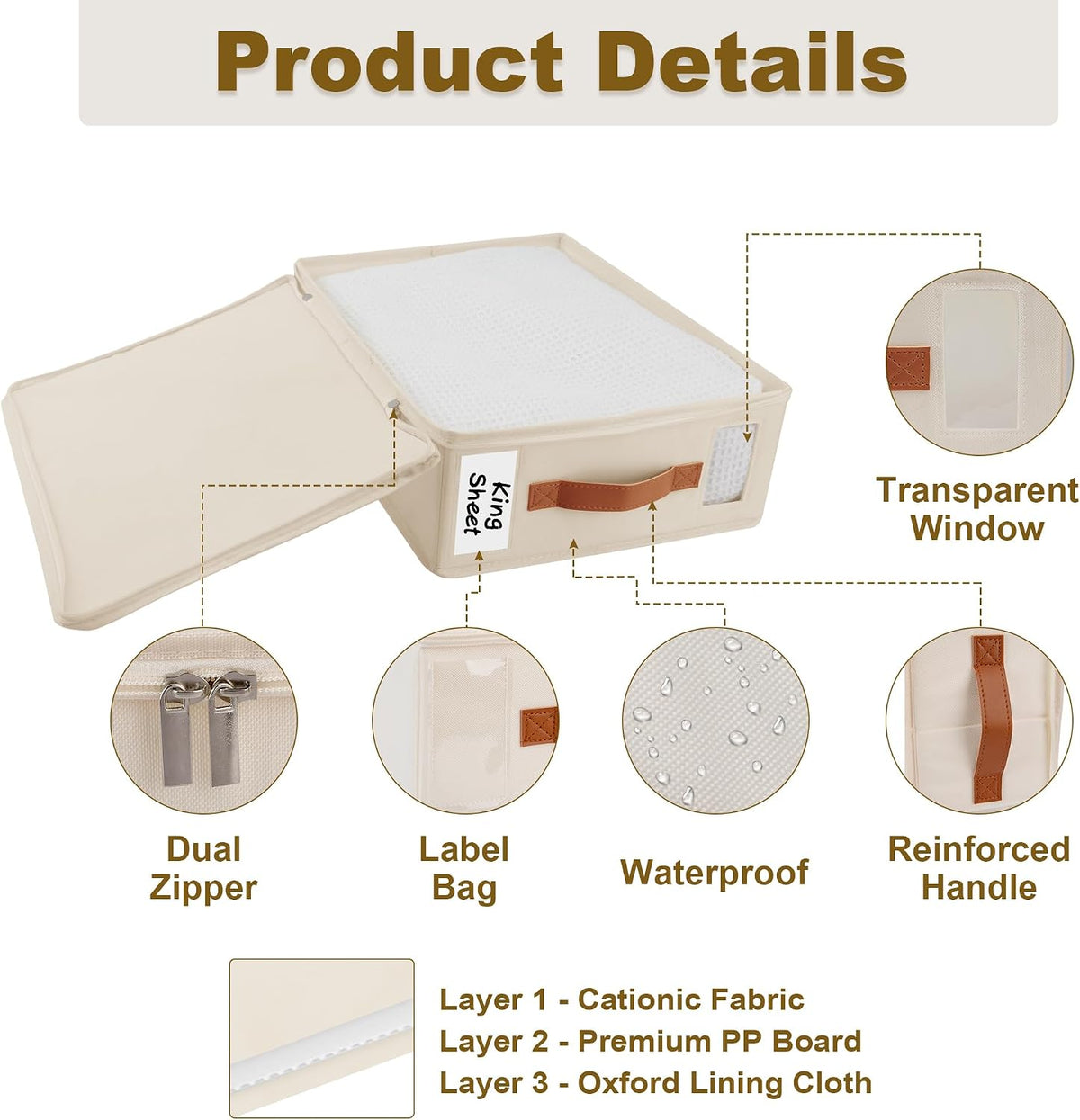 Bed Sheet Organizer - No Insects Entry Sheet Organizers and Storage with Zipper, Label, Handle, Window, Linen Closet Organizers and Storage for Sheet Set, Clothing, Duvet Covers, Blanket