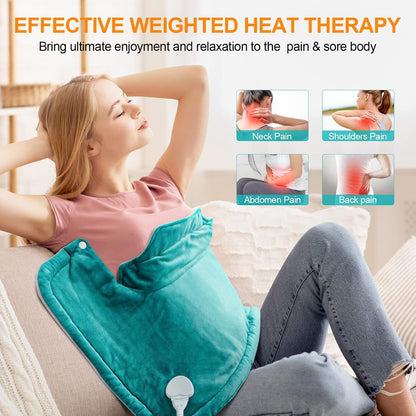 Heating Pad for Neck and Shoulders and Back, Mothers Day Gifts for Mom Wife Grandma, Birthday Gifts for Women, Weighted Neck Heating Pads, Large Heat Pad, 6 Heat Settings 4 Auto-Off, 17"x23" Blue