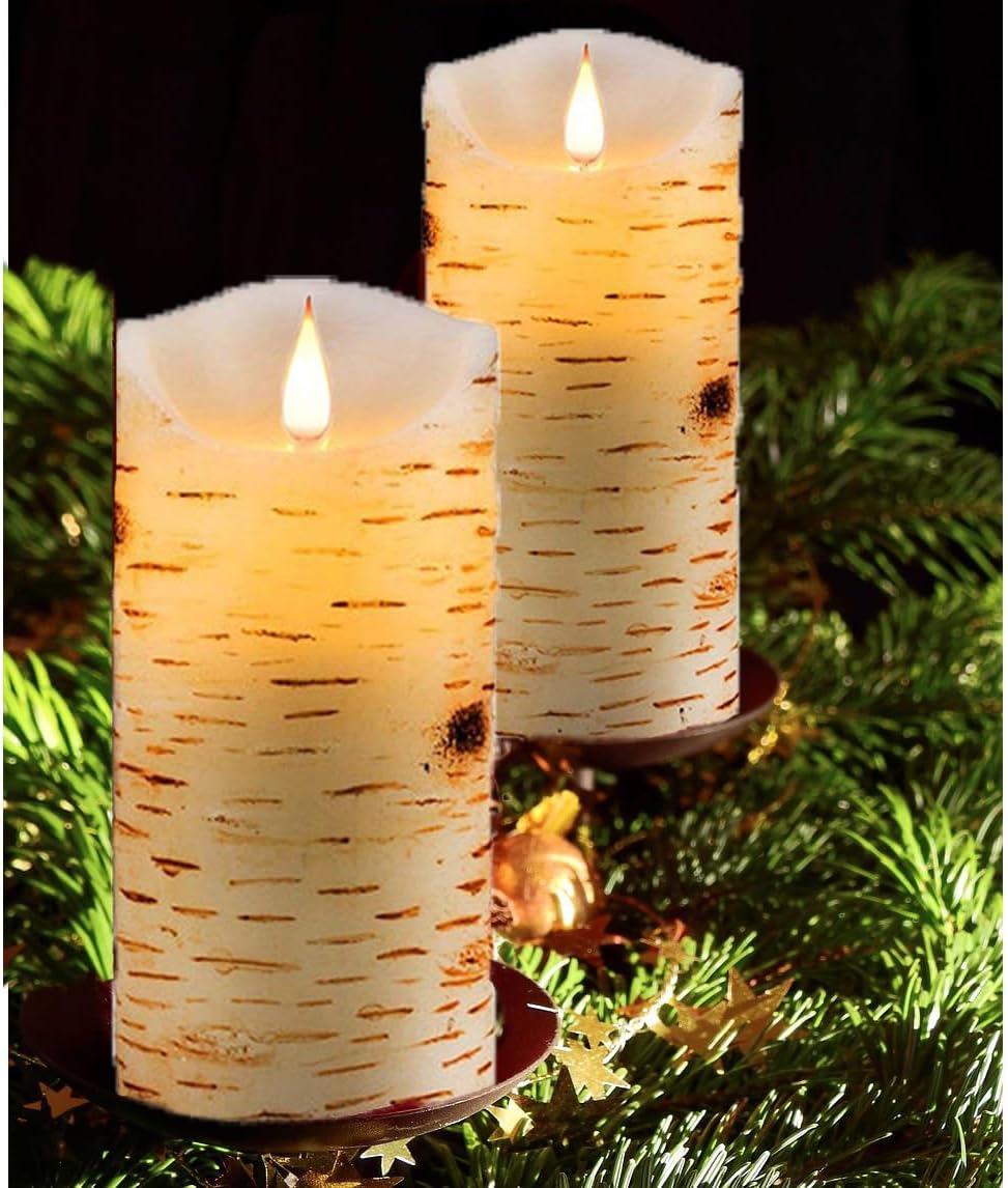 2PACK Outdoor Plastic flameless Candles with Remote Control and Timer, LED Flickering Battery Operated Electric Pillar Candles (D3 xH5.5) for Camping, Weddings, Home Decoration
