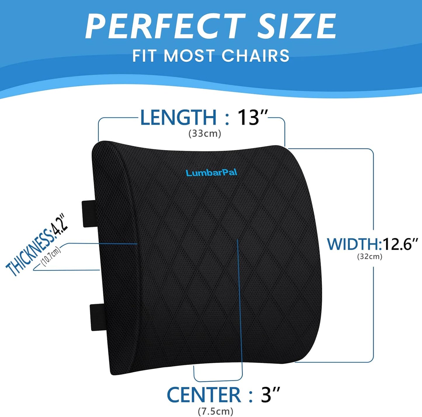 Lumbar Support Pillow for Office Chair Back Support Lumbar Pillow for Car, Gaming, Office Chair - Improve Sitting Posture & Back Pain Relief, Memory Foam, Adjustable Straps, Grey