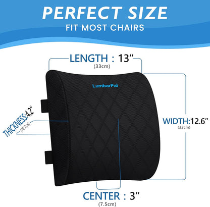Lumbar Support Pillow for Office Chair Back Support Lumbar Pillow for Car, Gaming, Office Chair - Improve Sitting Posture & Back Pain Relief, Memory Foam, Adjustable Straps, Grey
