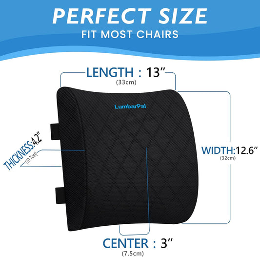 Lumbar Support Pillow for Office Chair Back Support Lumbar Pillow for Car, Gaming, Office Chair - Improve Sitting Posture & Back Pain Relief, Memory Foam, Adjustable Straps, Grey