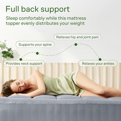Niagara Sleep Solution Ultra Soft Queen Size Mattress Topper - Rayon Derived from Bamboo Pillow Top Mattress Pad for Back Pain Relief - Naturally Cooling for Hot Sleepers, Green