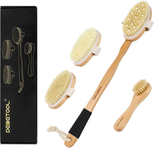 DEBETOOL Dry Brush Set with 3 Replacement Heads for Body & Face