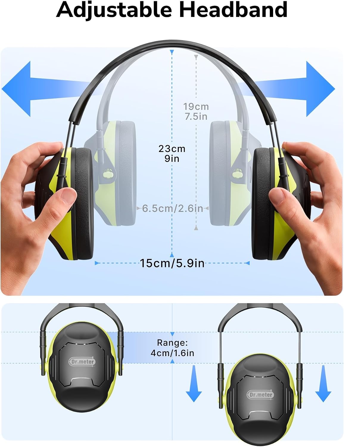 Dr.meter Ear Protection Ear Muffs, Noise Cancelling Headphones for Adults Kids 31dB Earmuffs for Noise Reduction, Hearing Protection for Shooting Gun Range, Mowing, Monster Jam, Sensory, Fireworks