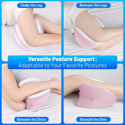 Knee Pillow for Side Sleepers, Leg Pillow with Cooling Cover, Memory Foam Body Pillow for Side Sleeping, Heart-Shape Cushion for Hip, Back & Sciatica Pain Relief, Grey